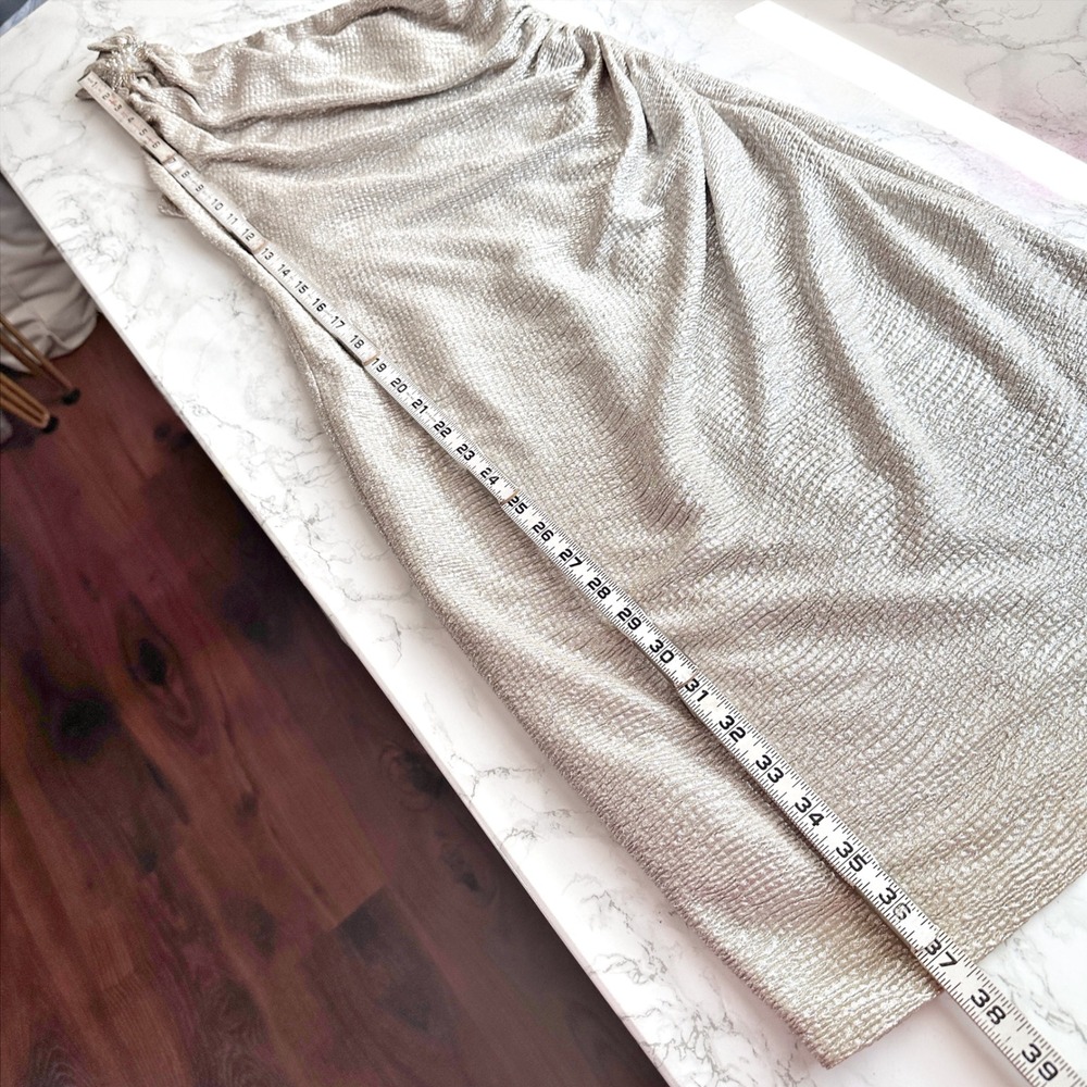 David Meister Gold Metallic One Shoulder Dress Beaded Flower Women's Size 2 - Picture 10 of 14